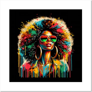 Juneteenth Black Womens  Afro African Melanin Dripping Posters and Art